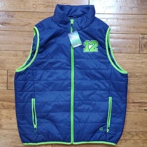 G Wear Seattle Seahawks 12th man Blue and Green Puffer Vest